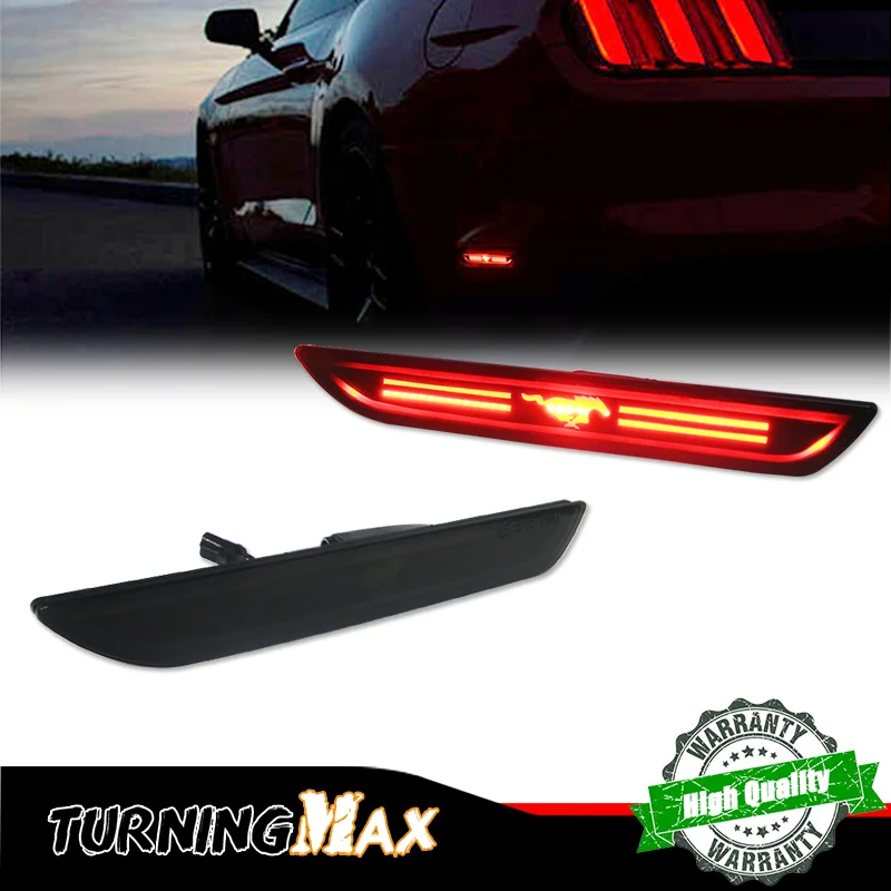 Smoked Lens Red LED 48-SMD 3D Mustang Design Rear Bumper Side Marker Lights For 2015-2018 Ford Mustang Fender Side Marker Lights