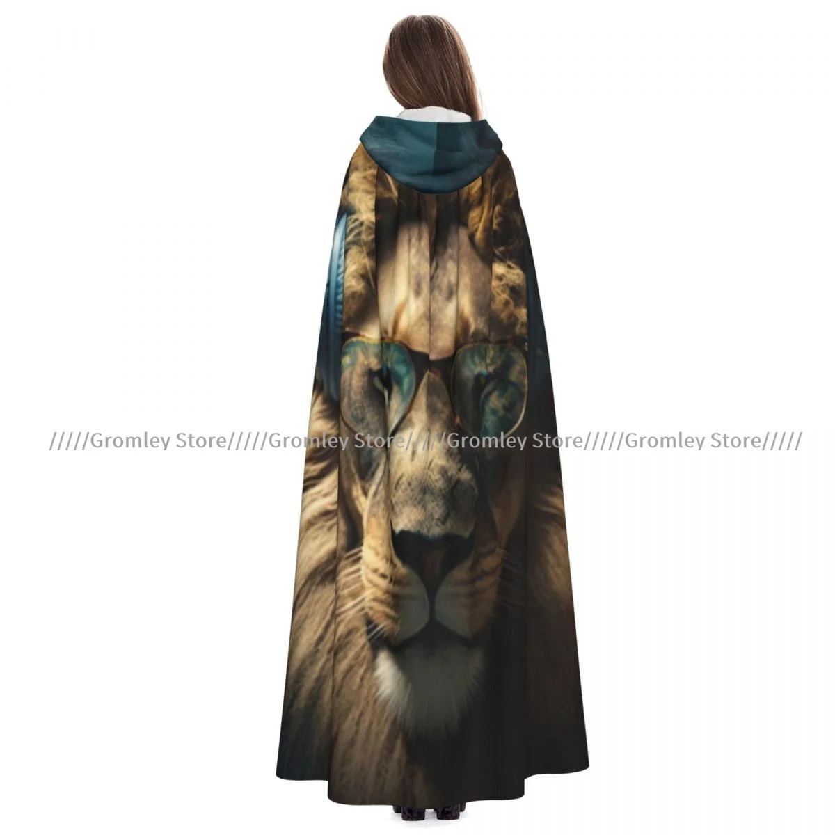 

Lion Music Lover Witch Cloak Hooded Cosplay Costume Halloween Adult Long Party Cape