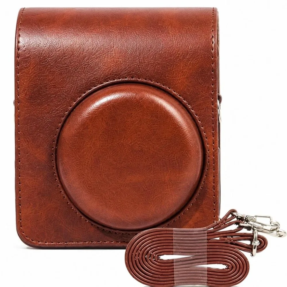 PU Leather Instant Camera Case Rear Pocket Magnetic Closure Retro Camera Case for Fujifilm Instax Mini 13/12/11