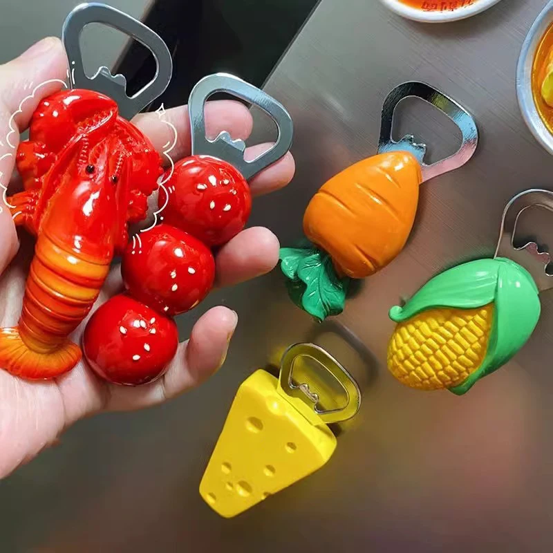 1Pcs Cute Beer Opener Kawaii Candied Haws Cheese Refrigerator Magnets Home Decor Kitchen Gadgets Cute Bottle Opener Key Chain - Image 2