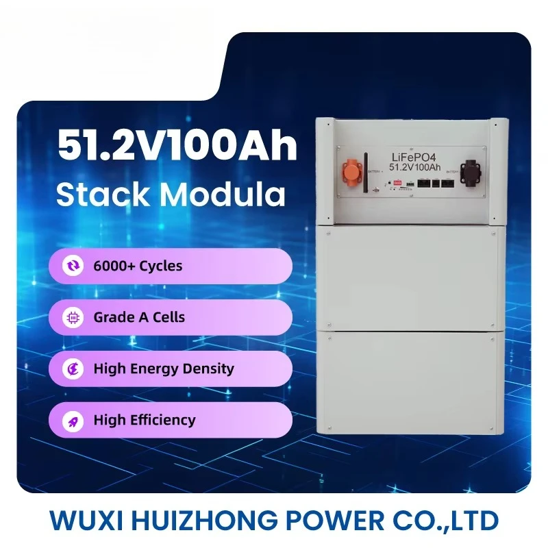Low Voltage Stackable 5.12kwh Solar Lithium Battery 51.2V 100ah LiFePO4 Solar Battery Storage