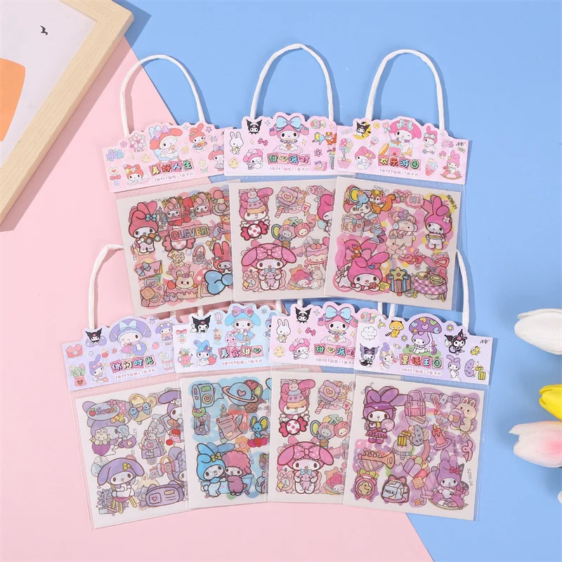 Sanrio-pegatinas de melodía Kawaii para álbum de recortes, pegatinas decorativas para diario DIY, etiqueta de palo, 40 paquetes por lote