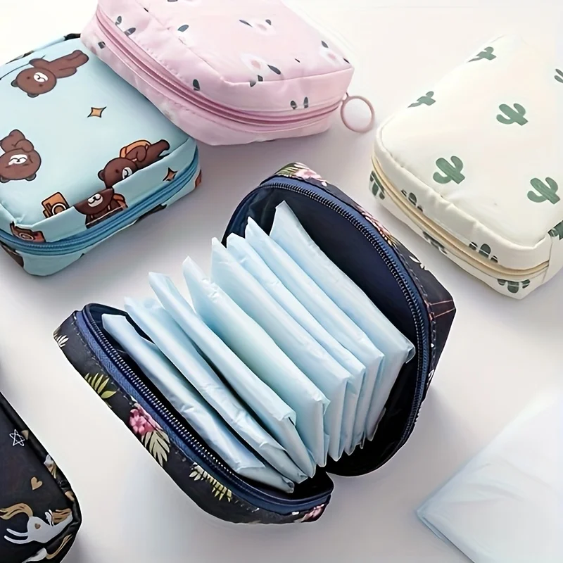 

Women Sanitary Napkin Tampon Storage Bag Portable Waterproof Organizer Pouch Cartoon Pattern Sanitary Napkin Bag Cute period