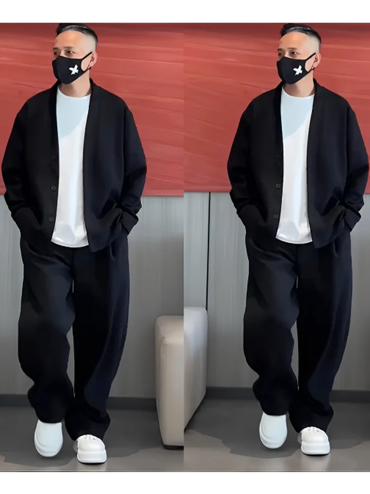 

Мужской повседневный спортивный костюм: модные универсальные длинные брюки, однотонные, из смесового хлопка, коллекция Haome Autumn