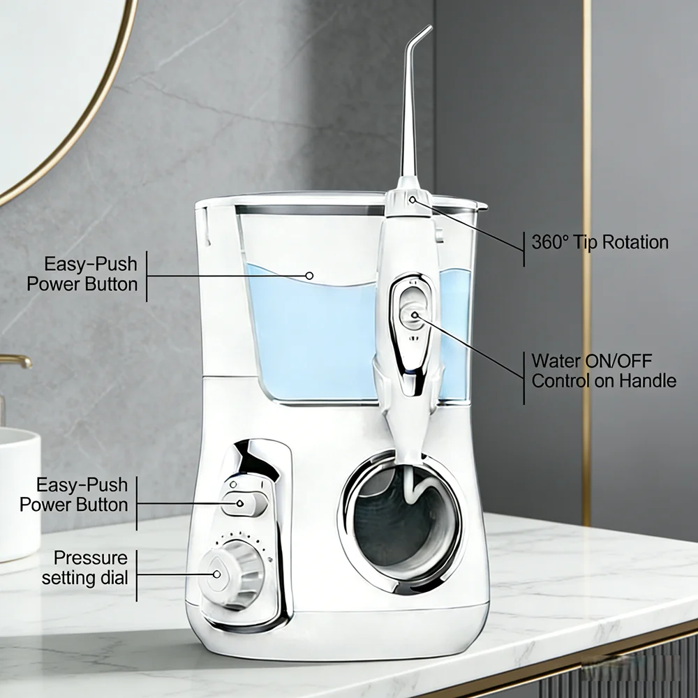 

Электрический ирригатор для полости рта 800 мл, 10 режимов, 5 насадок, водный флоссер для домашнего использования и свежего дыхания