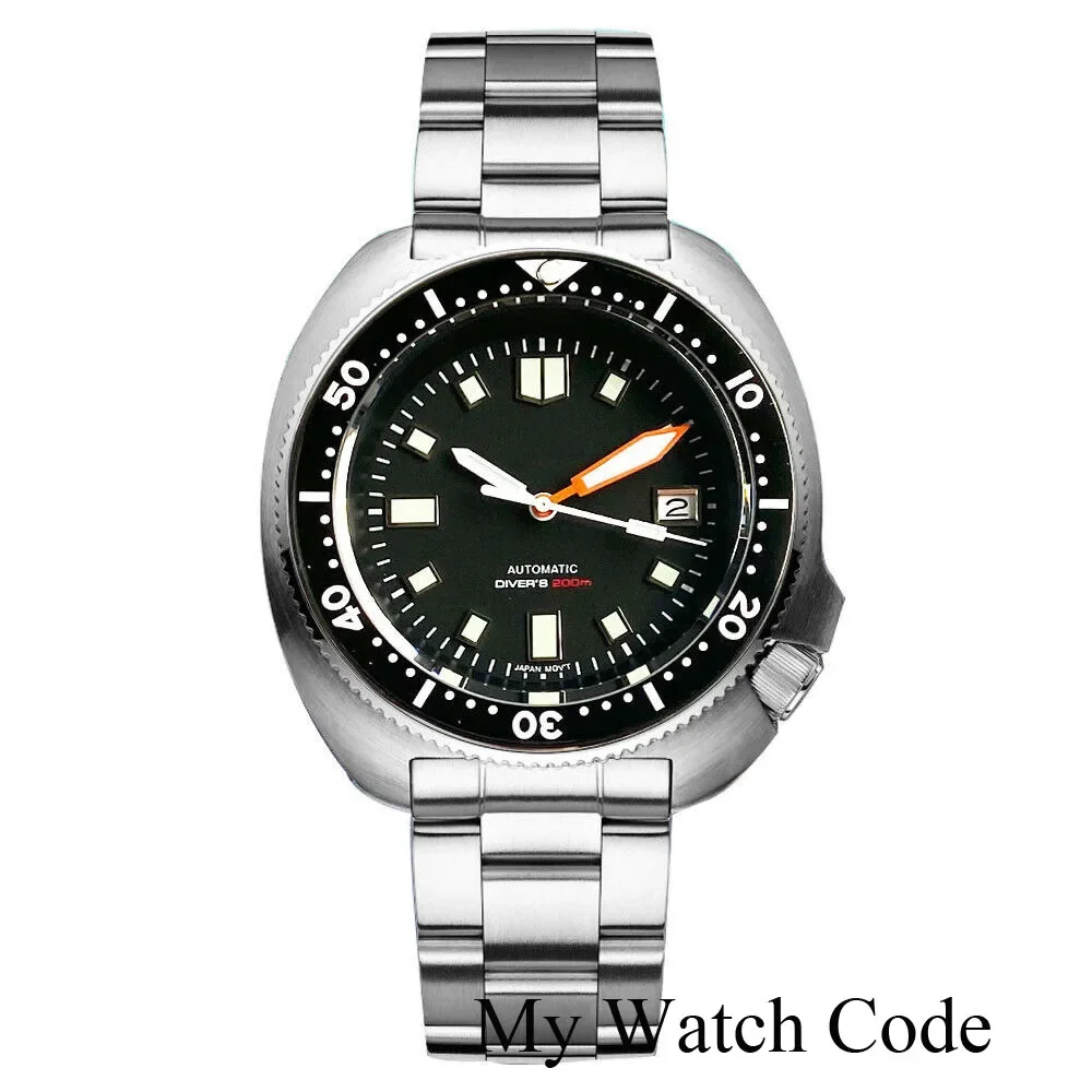 Tandorio Captain 200M Waterproof Dive Mechanical Watch Men Japan NH35A/MIYOTA Orange Hand Sapphire Glass Top Luxury 44MM
