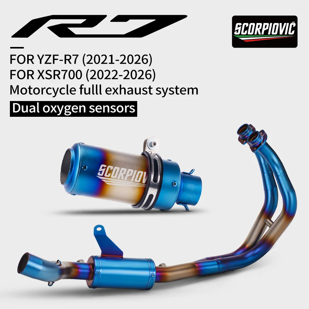 Suitable for YZF-R7 XSR700 R7 (2021-2026) motorcycle stainless steel Dualoxygen sensors front exhaust system complete set 51mm