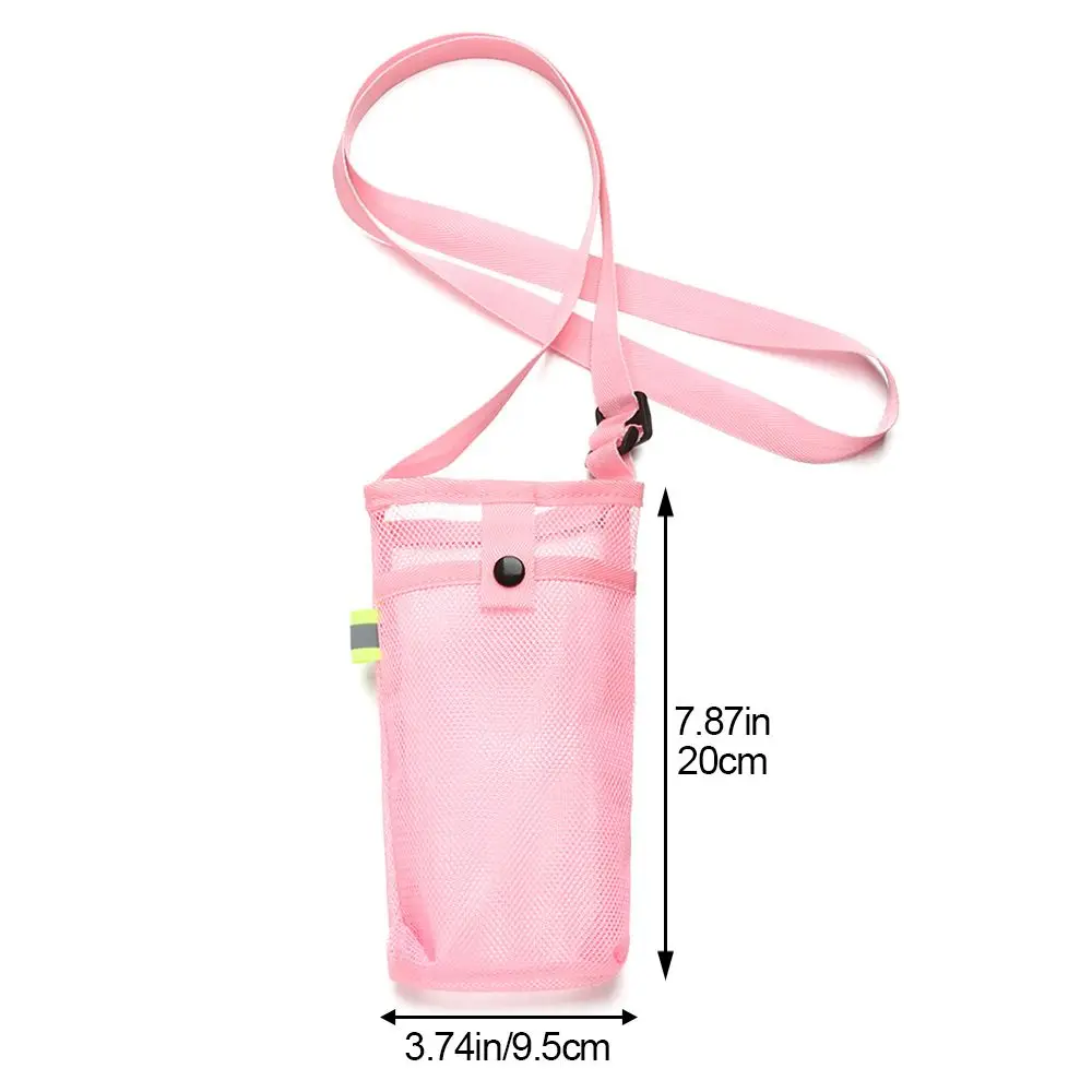 Useful Portable With Strap Cup Sleeve Mobile Phone Bag Mesh Cup Pouch Sport Water Bottle Cover