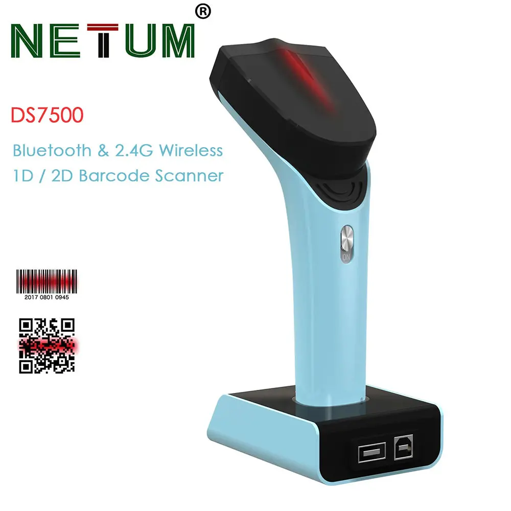 

NETUM Scanner Bluetooth Wireless 2D Barcode Scanner Hands Free Automatic Sensing Bar Code Reader 1D 2D QR PDF417 for Retail