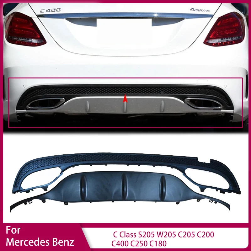 For Mercedes Benz C Class S205 W205 C205 C200 C400 C250 C180 Rear Bumper Diffuser Spoiler Valance Trim A2058856238 A2058857338