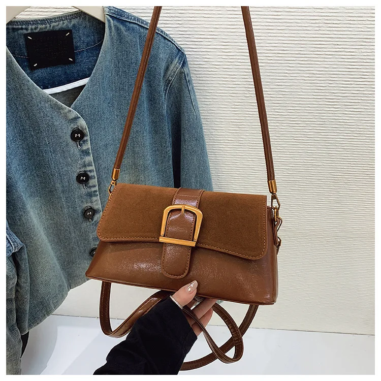 

Осень-зима 2025 года, коричневая матовая сумка для подмышек Maillard, винтажная женская сумка через плечо, текстурированная сумка через плечо, минималистский стиль