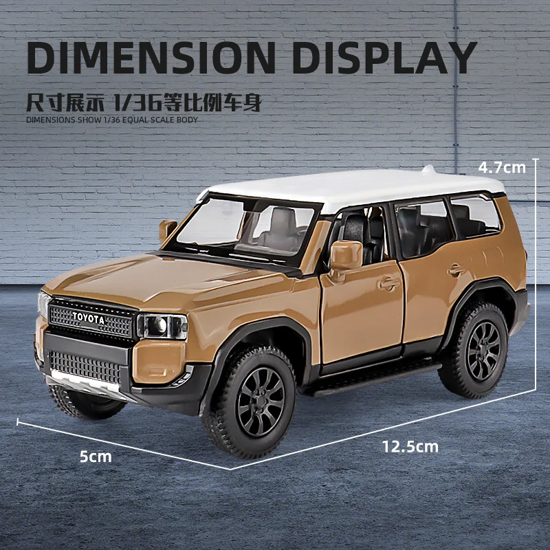 1:36 LAND CRUISER PRADO Off-Road Toy Car RMZ CiTY Diecast Miniature Vehicle Model Pull Back Collection Gift For Boyfriend