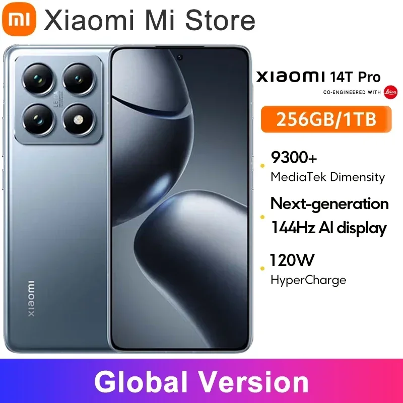 Xiaomi 14T Pro 5G глобальная версия смартфона, размер 9300 + 50 МП, камера Leica, 50 Вт, беспроводная, 120 Вт, HyperCharge NFC, 144 Гц, AI-дисплей