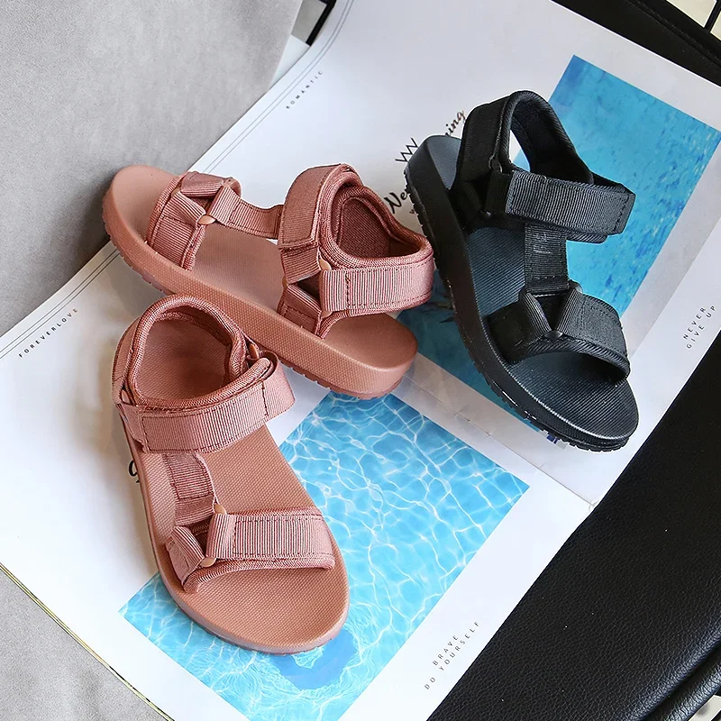 Sandalias de verano para niños y niñas, sandalias deportivas informales de Color sólido, antideslizantes para la playa