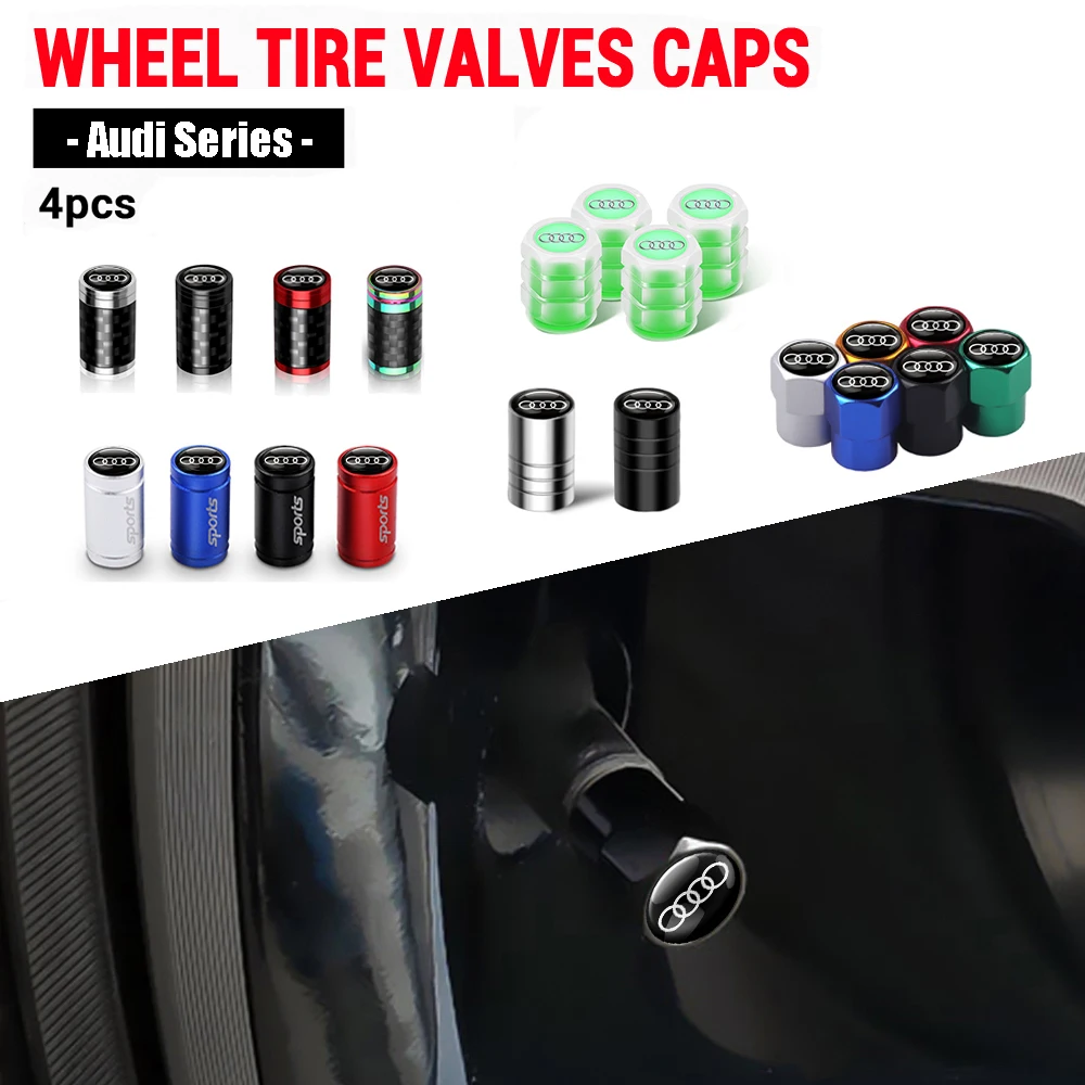 4 Stück Metall-Reifenventilkappen für Audi A1 A4 A5 A7 A8 B5 B6 B7 B8 C5 C6 C7 Q3 Q5 Q7 TT S3 Sline