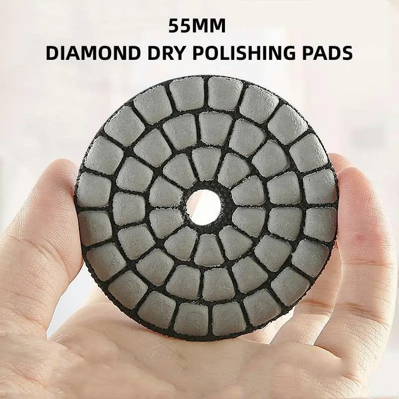 

7Pcs 2 inch 55mm Diamond Dry Polishing Pads Marble Granite Stone Small Polish Pad Sanding Disc with Backer Pads 50-3000 Grit