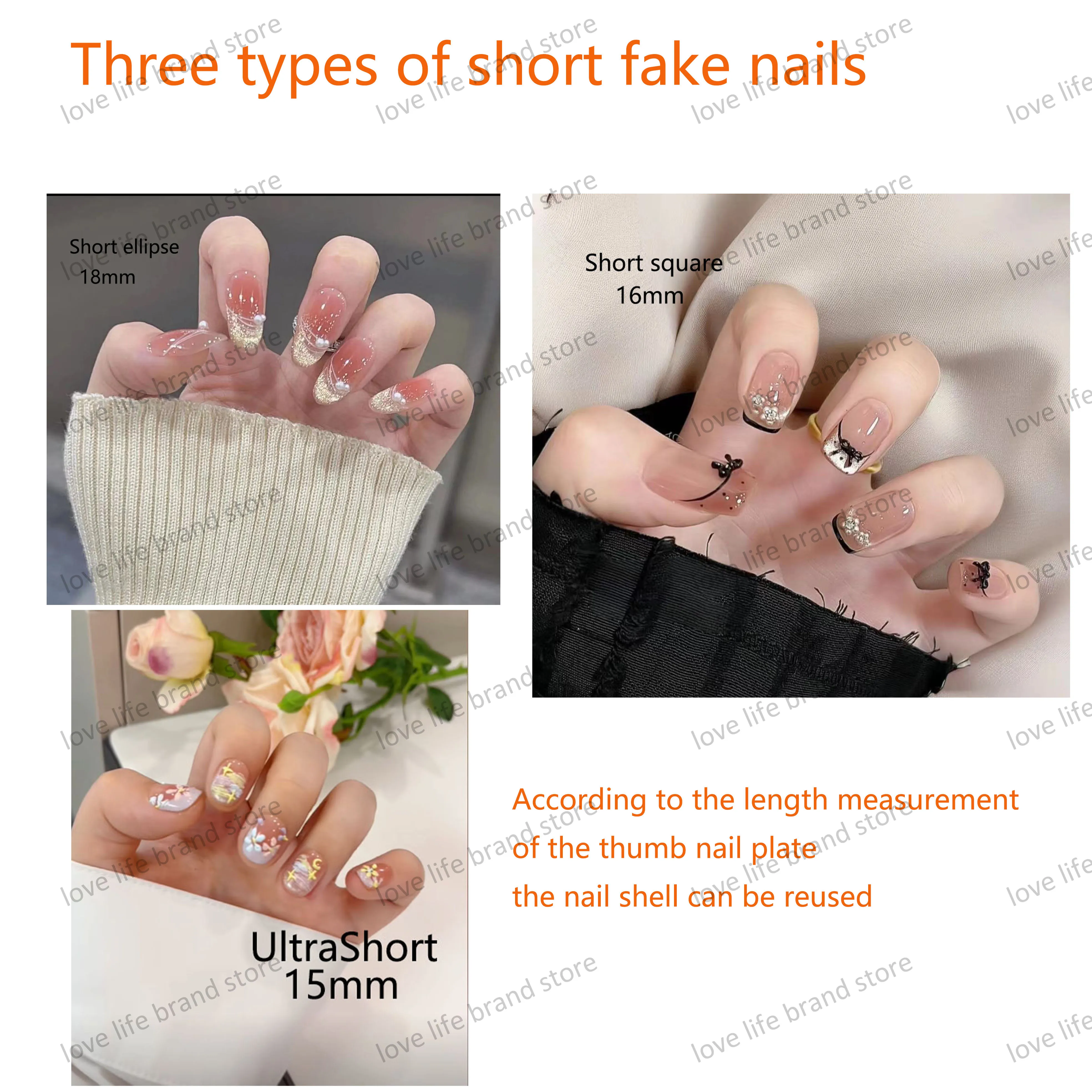 

Размер S, ногти ручной работы, французские кончики, готовый продукт, миндальный предварительно расторонняя гель, мягкие короткие накладные ногти, безопасные румяна, алмаз, нарисованные вручную