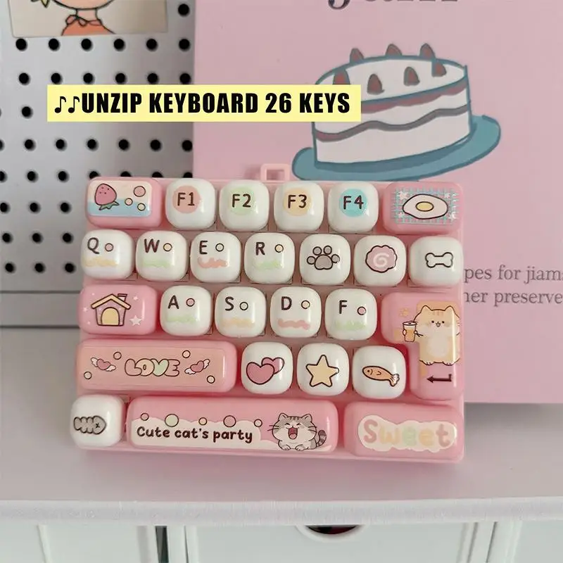 1 Stück 2026 Neue Niedliche 26-Tasten-Stressabbau-Tastatur Kreative Mechanische Heilende Hängedekoration Kleines Geschenkzubehör – Detail 6