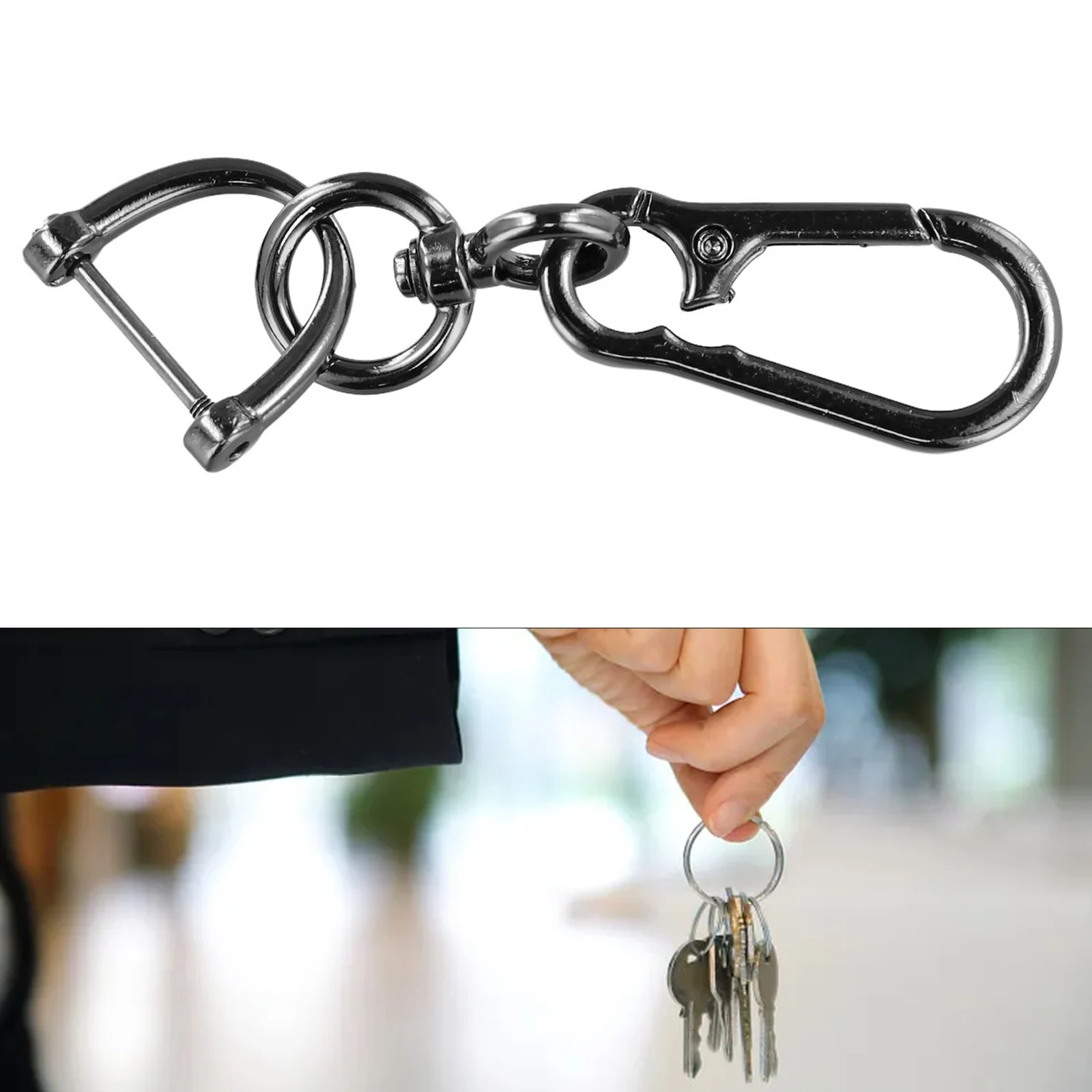 1pcs Creative Metal Car Keychain Keychain Keychain Keychain 8-shaped Buckle + Horseshoe Buckle Gun-black Fine Workmanship