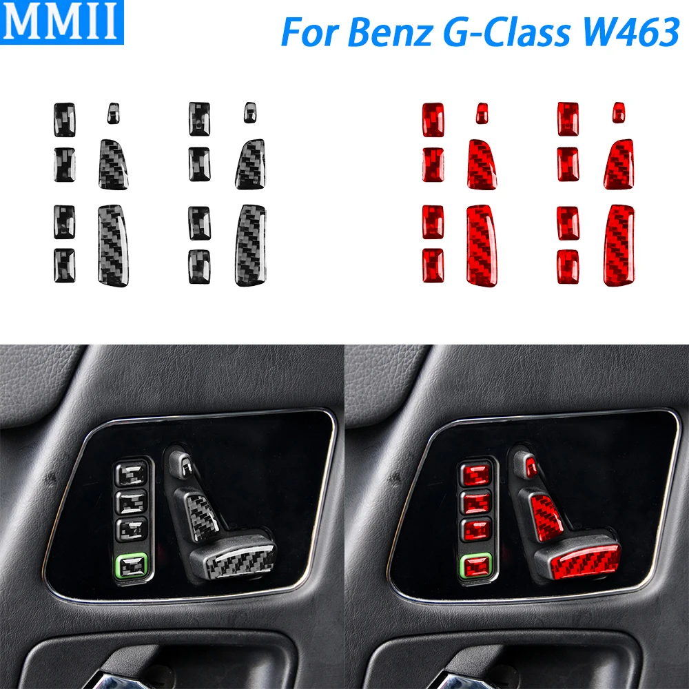 

For Benz G-Class W463 G500 G55 2004-2012 Carbon Fiber Seat Adjustment Buttons Panel Trim Cover Car Interior Accessories Sticker