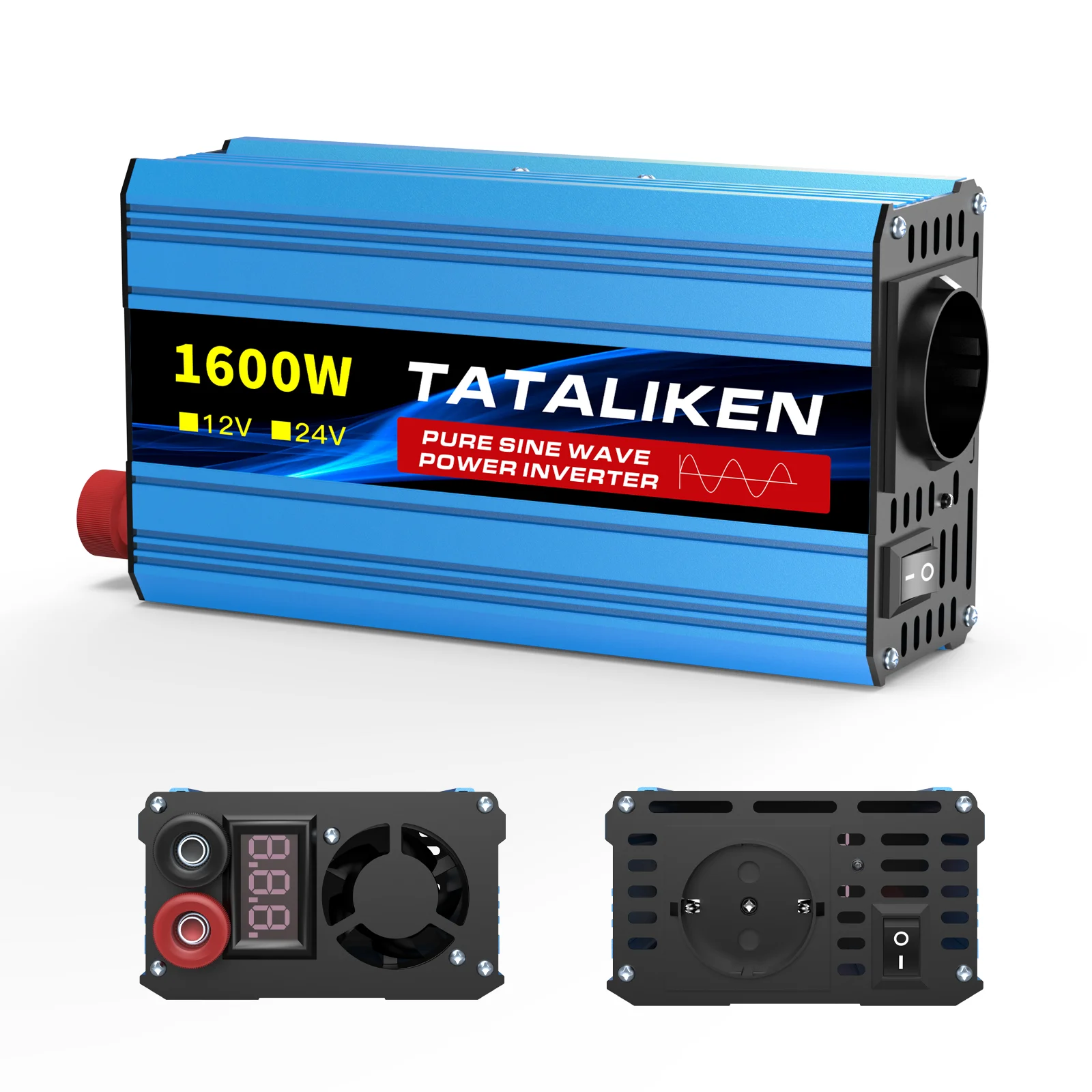 3500W/4500W zuivere sinus inverter 24V naar 220V 50Hz met digitaal display & temperatuurregeling ventilator EU-stekker voor camper zonne-energie