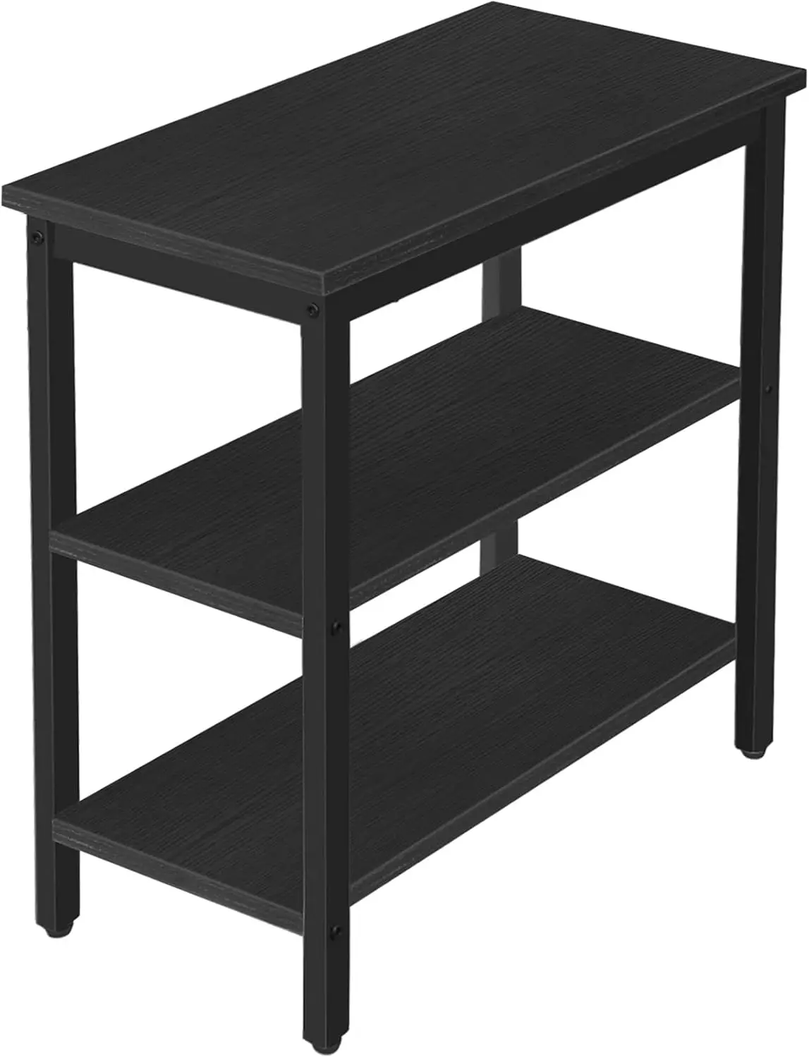 

End Table, Simple Rustic Side Table with 3-Tier Storage Shelf, Narrow Nightstand for Small Spaces, Easy Assembly, for Living