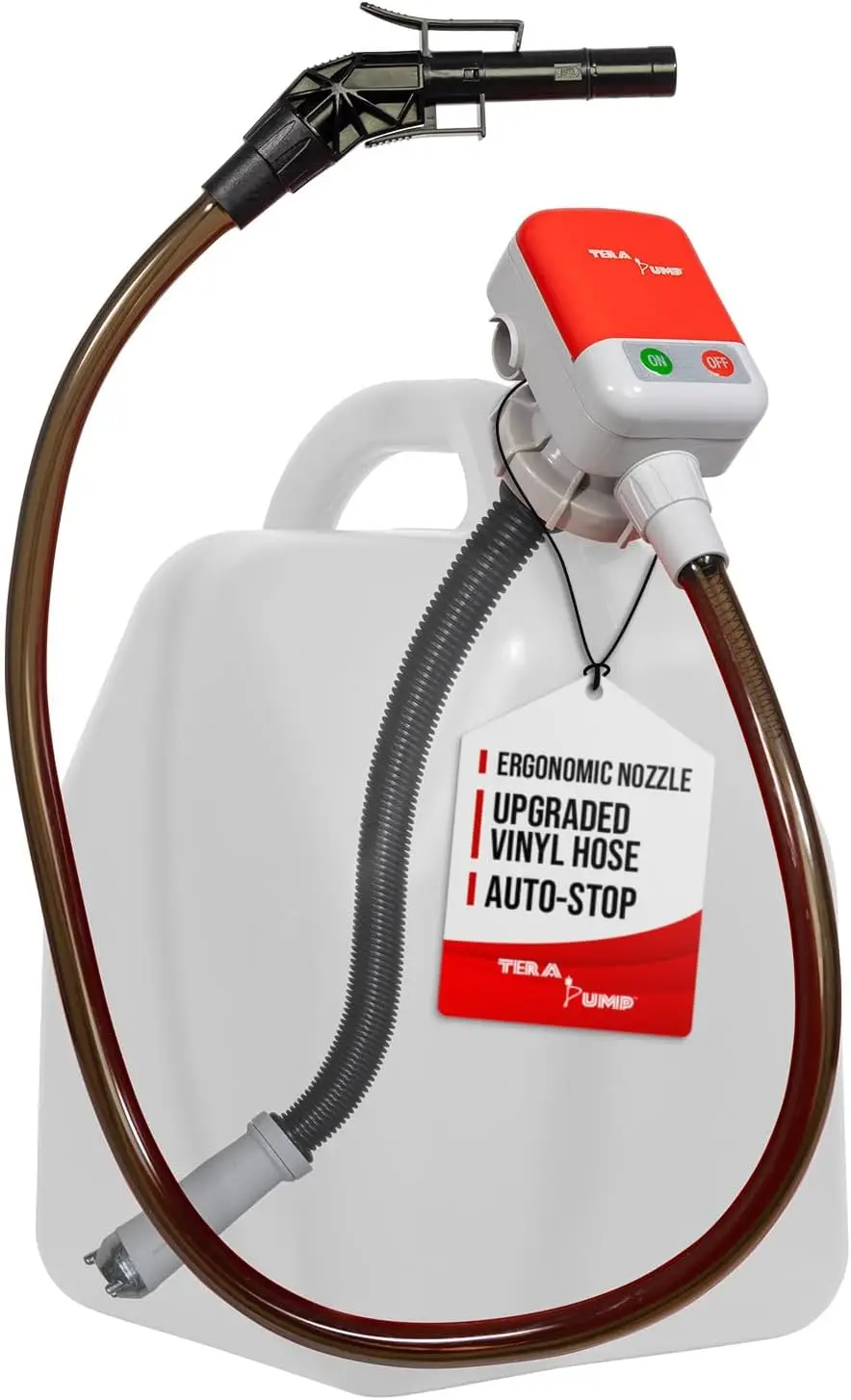 Bomba de Transferencia de Combustible de 5.ª Generación con Protección Contra Desbordamiento, Manguera de 3.25 pies para Bidones de Gasolina, Caudal de 2.7 GPM, Actualizada en Octubre de 2024