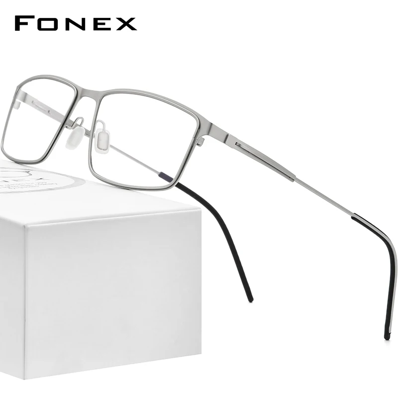 FONEX Alloy Glasses Frame Men Square Eyeglasses 2025 New Male Full Korean Screwless Eyewear F1022