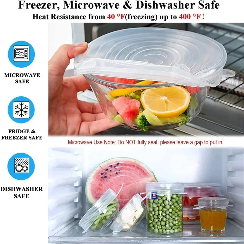 Silicone Stretch Lid Kitchen Accessories Can Be Reused Food Cover Plastic Wrap Cover Fresh-keeping Sealed Bowl Storage Home