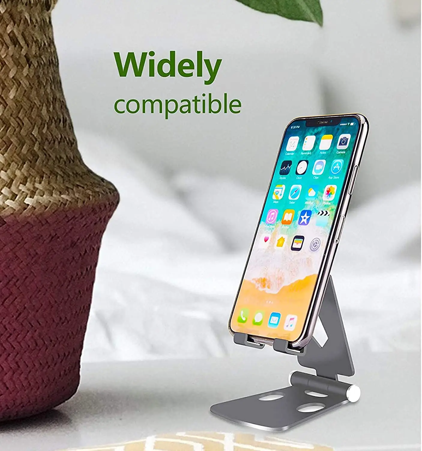 완전히 접을 수 있는 휴대폰 스탠드, 데스크탑 멀티 앵글 휴대폰 거치대 크래들 독, 아이폰 11 Xs Max XR 8 Plus 6 용, 2 팩