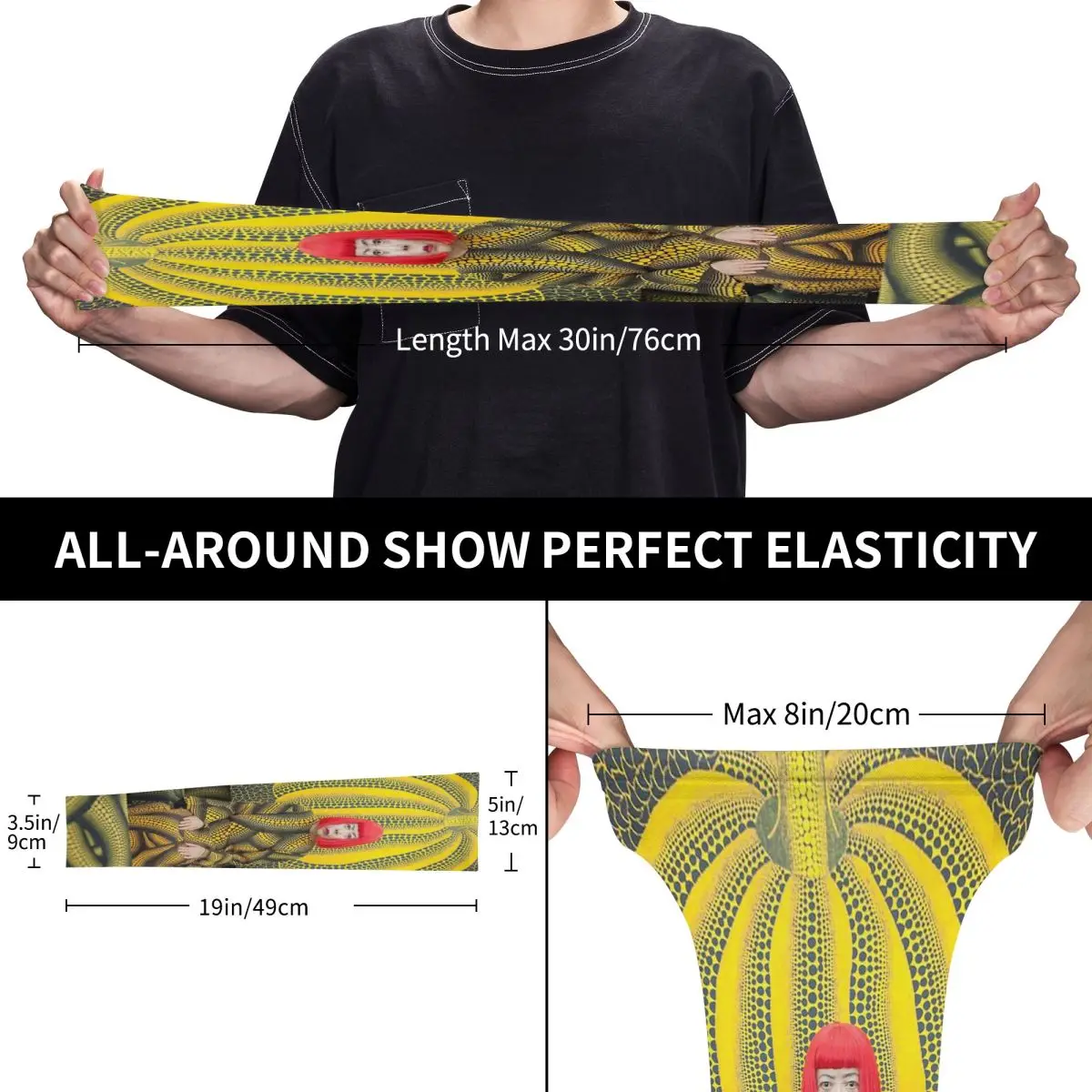 لوحة تجريدية من Yayoi Kusama (8) أكمام أذرع تبريد خارجية من الشمس فوق البنفسجية غطاء حماية صيفي من الحرير الجليدي لركوب الدراجات وأكمام وشم