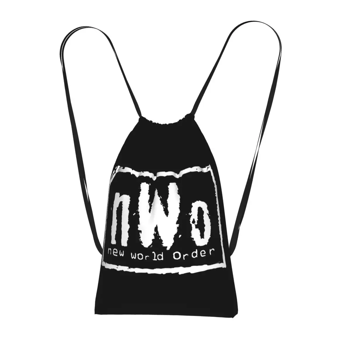 NWO New World Order Wrestling Drawstring Backpack Sports Gym Bag Lightweight Foldable Storage Drawstring Bag for Men Women