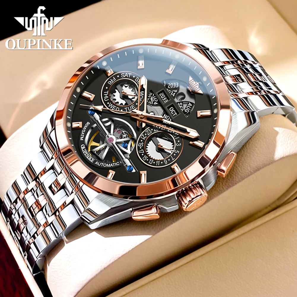 

OUPINKE 3251 оригинальные брендовые механические часы для мужчин с автоматической датой и скелетоном, часы с автоматическим механизмом