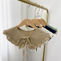 Women Solid Shirts Blouse Sweaters Detachable Collars Shawls Hollow Neckerchief Decoration Fake Collar Tie Scarf Accessories