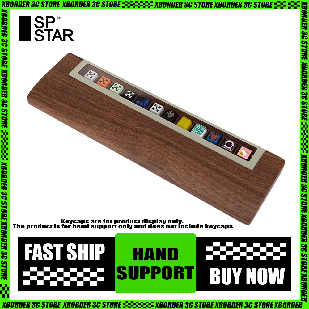 SP-STAR Walnut Wood Hand Support Acrylic Panel with Magnetic Attraction Keycap Display Area Rest Hand Protect Keyboard Pc Gamer