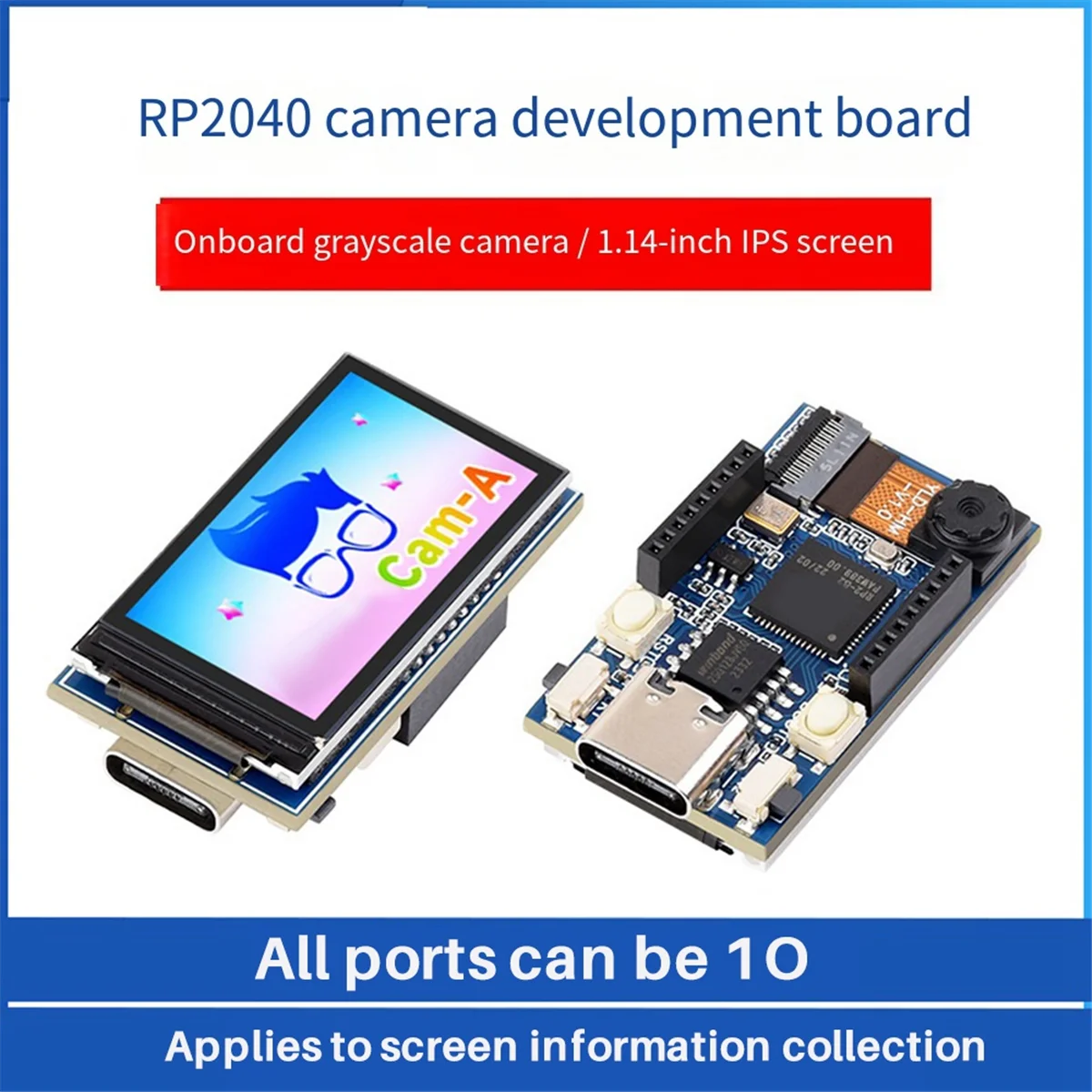 Placa de desarrollo RP2040 Pico Cam con pantalla LCD de 1,14 pulgadas, microcontrolador ST7789 HM01B0 de 65K a Color para Raspberry