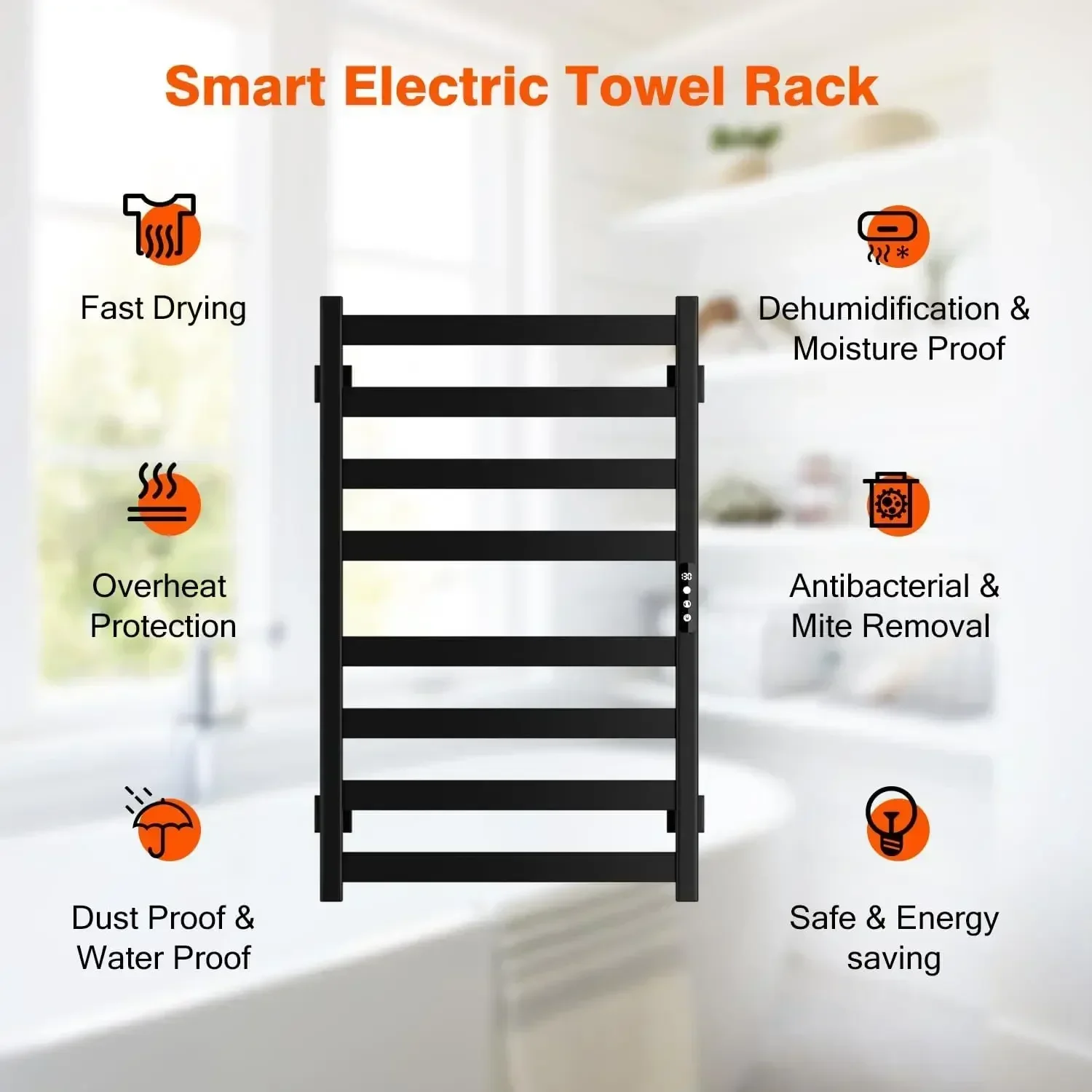 

Towel Warmer, Towel Heater Rack For Bathroom, 8-bar Electric Towel Dryer Wall-Mounted Plug-in Bath Heater, 201 Stainles（Hot）