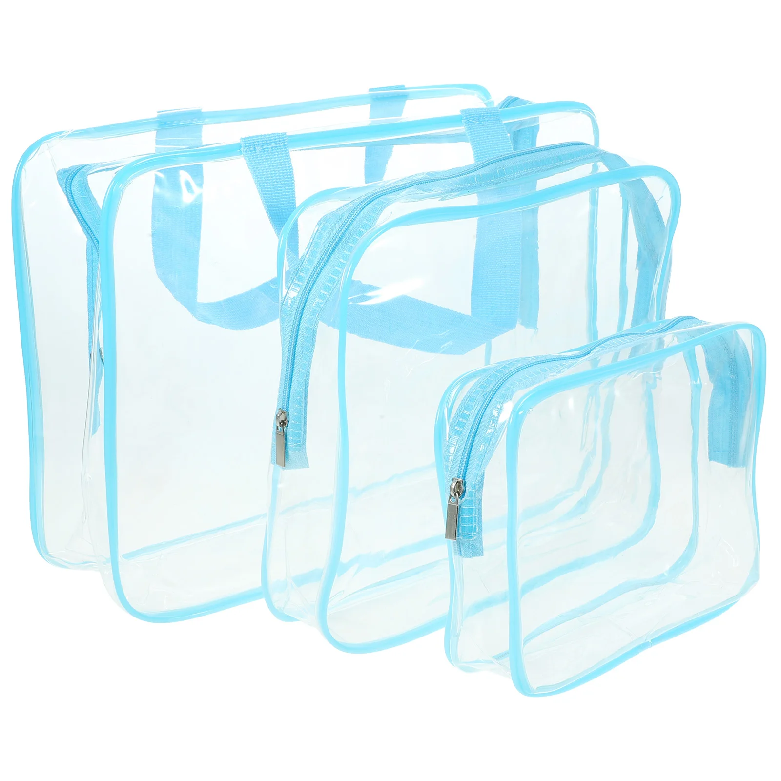 

3Pcs Clear Pouch Waterproof Cosmetics ganizer Blue Set Toiletry Bags Clear Make Up Bags For Women Lightweight