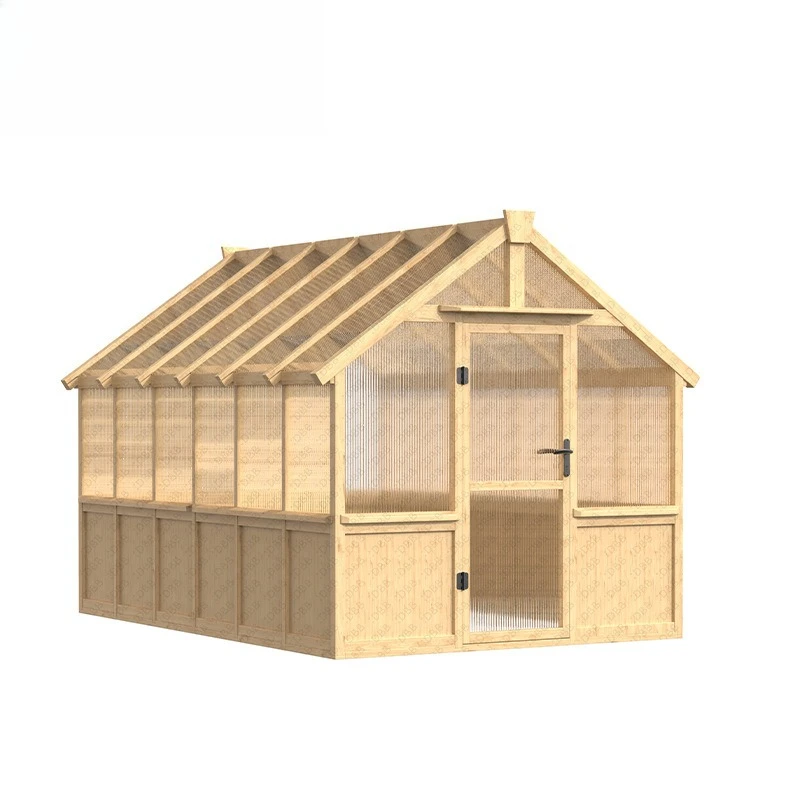 Outdoor wooden garden courtyard wood sun room tempered glass room