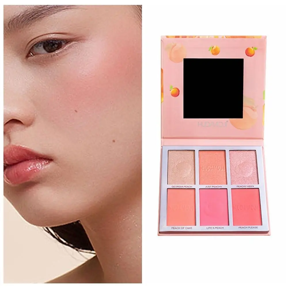 Evidenziatore multiuso Ombretto a sei colori Shimmer Palette di fard rosa Fard in polvere glitterata a lunga durata Estate