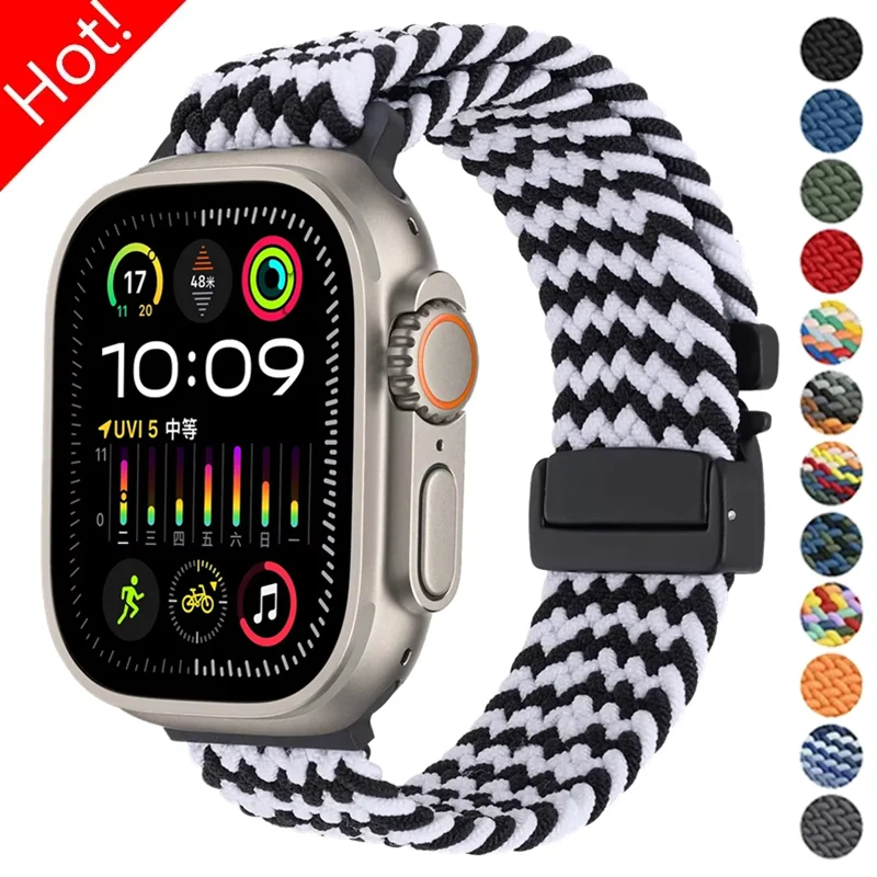 حزام حلقة مضفر لساعة أبل 46 مللي متر 40 مللي متر 44 مللي متر 45 مللي متر 42 مللي متر 41 مللي متر 38 مللي متر سوار المظلة لـ IWatch Ultra 49 مللي متر 8/7/6/SE/5/4