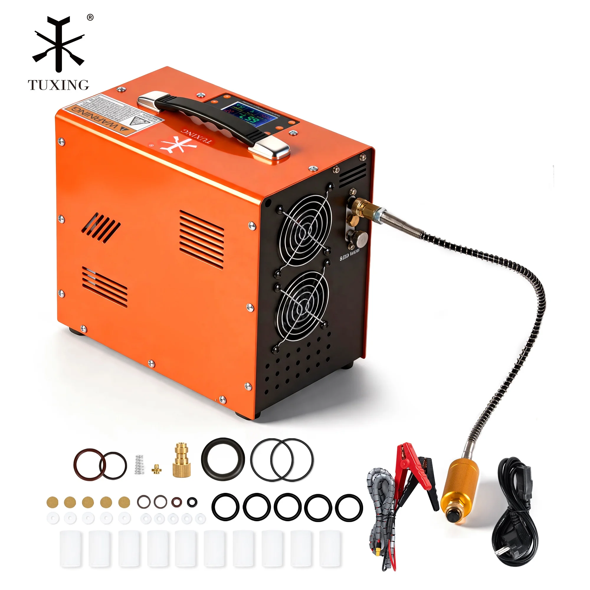 Built-in Transformer 4500psi/300bar/30mpa Oil Water Free  Tank  Diving Digital LCD Display 12v Air Compressor