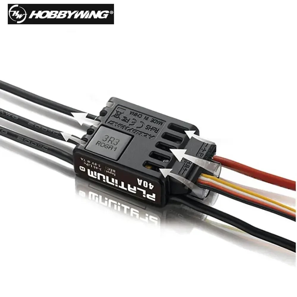 Hobbywing 플래티넘 V4 25A 40A 60A 80A 120A 브러시리스 ESC 전자 속도 컨트롤러, 3-6S Lipo 내장 BEC, RC 비행기용