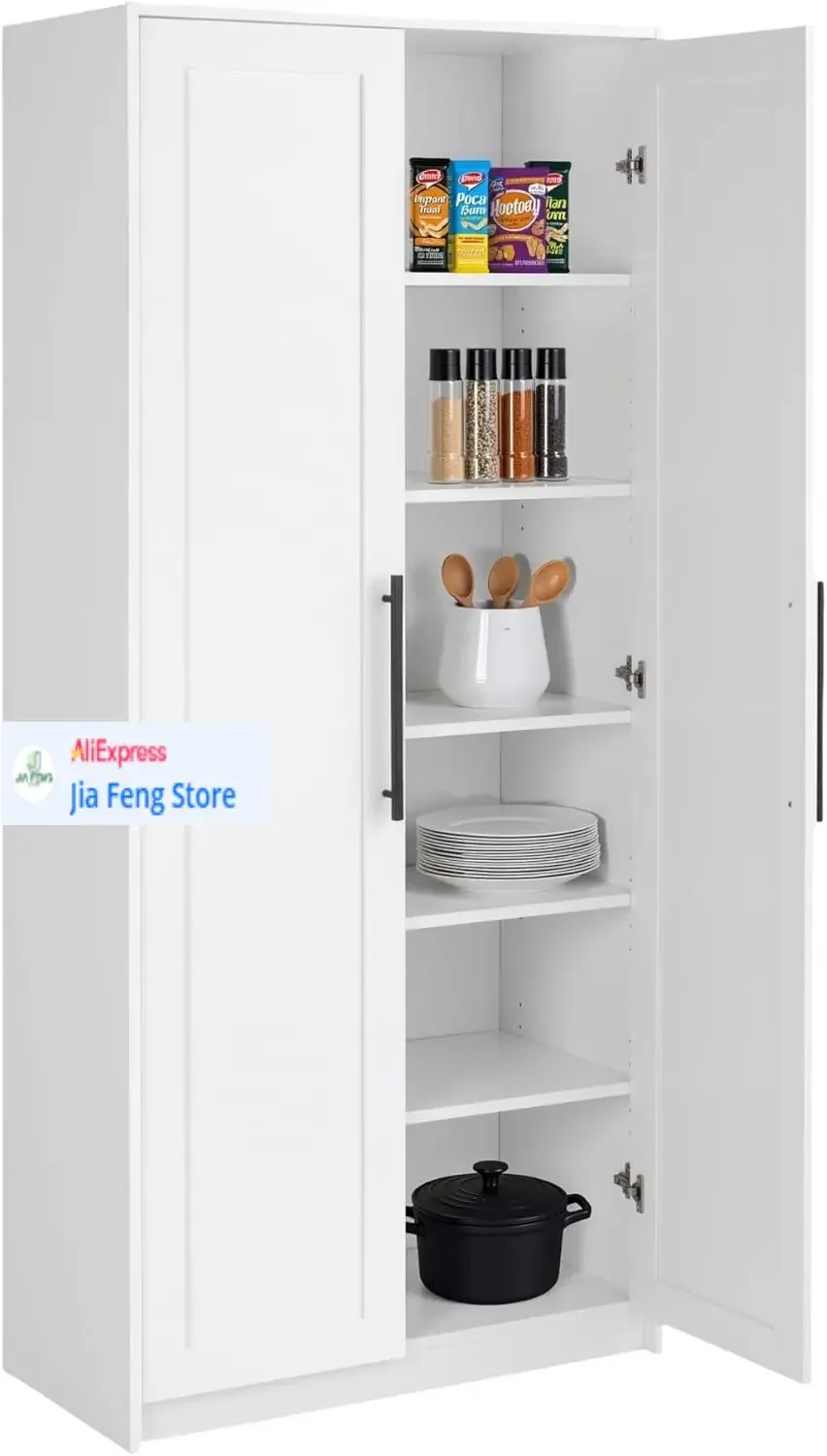 

Бестселлер: Премиум-шкаф для хранения Elite с дверцами и полками, белый шкаф для хранения с 5 полками для кухни, ванной комнаты