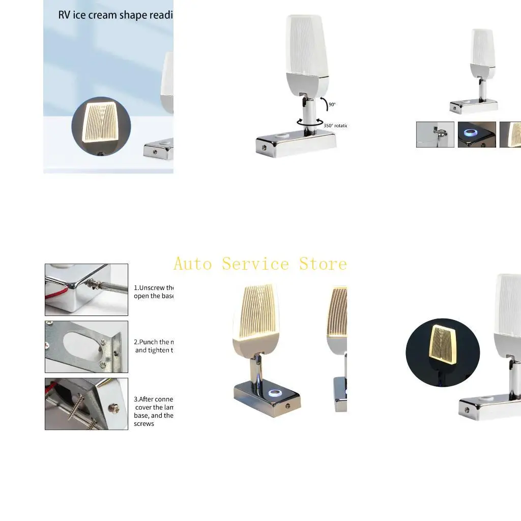 462A Warm White-Light 12V-24V Interior Reading Lamp for Caravan- Trailer Touch Control Rotation Reading LED Lights