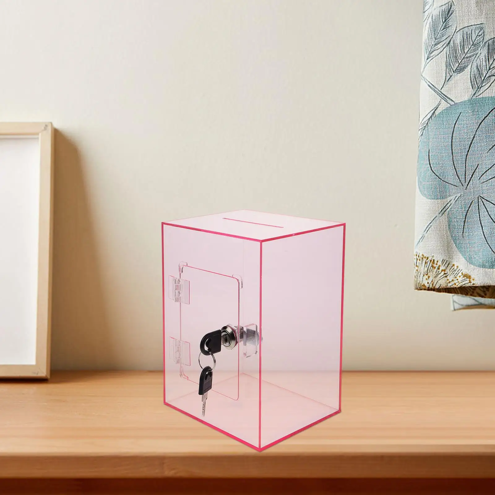 Boîte à billets en acrylique, boîte à pointe transparente, serrure pour la collecte des fonds, le don des suggestions, conteneur de stockage des lettres, Portable