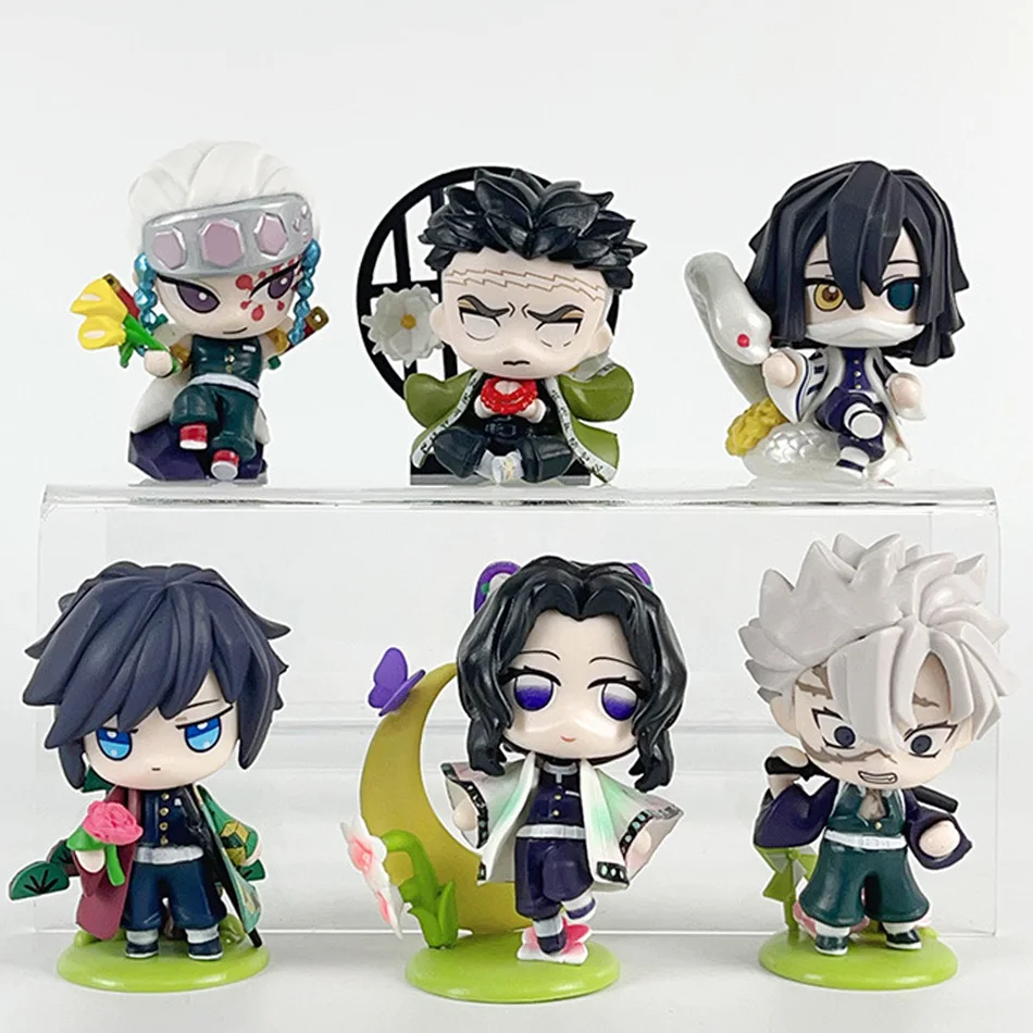 1-12 pièces Anime Demon Slayer Blind Box Tanjiro Kamado Nezuko Figurine de dessin animé en PVC Modèle Ornement Jouet pour enfants Cadeaux de Noël Halloween