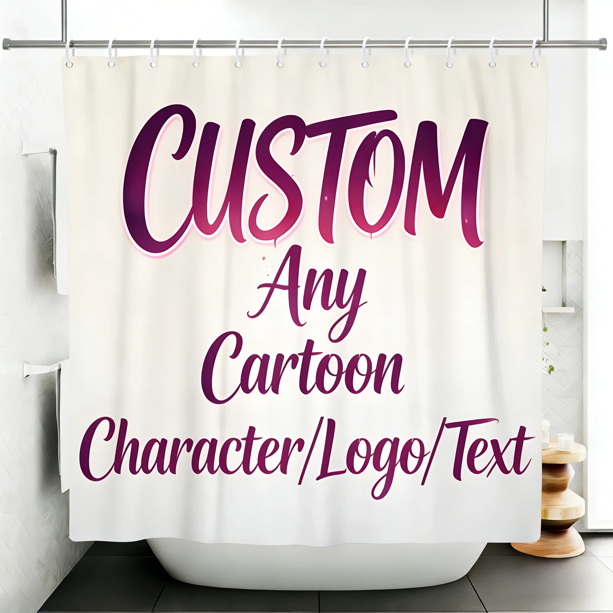 Customize Bathroom Shower Curtain Custom Any Images Text Logo Waterproof Fabric Boho Bathtub Bathroom Curtain With Hooks