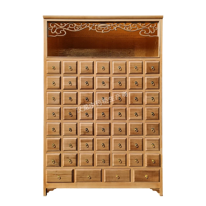 Thickened log traditional Chinese medicine cabinet Solid wood e****mical cabinet Practical medicine bucket traditional Chinese