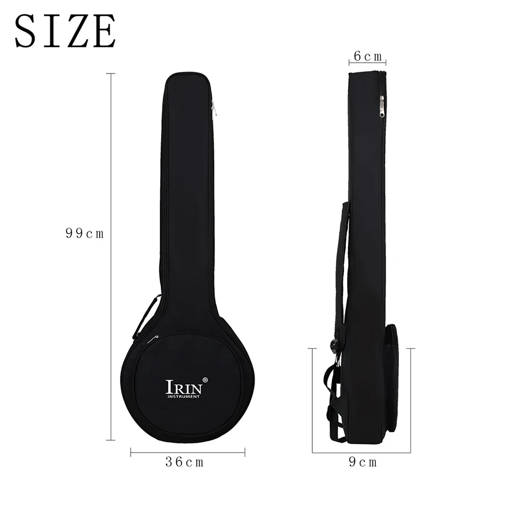IRIN Black Banjo Carrying Bag Concert 5 String Banjo Case Waterproof Oxford Cloth Black Backpack Musical Instrument Accessories